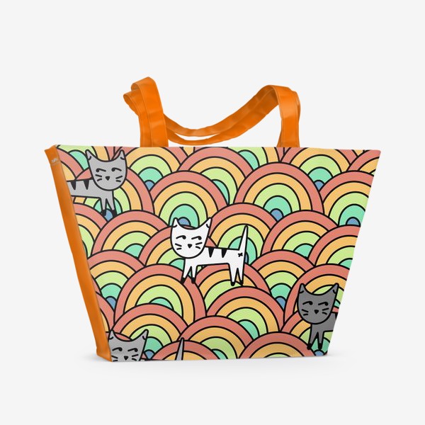 Пляжная сумка «Радужные котики»