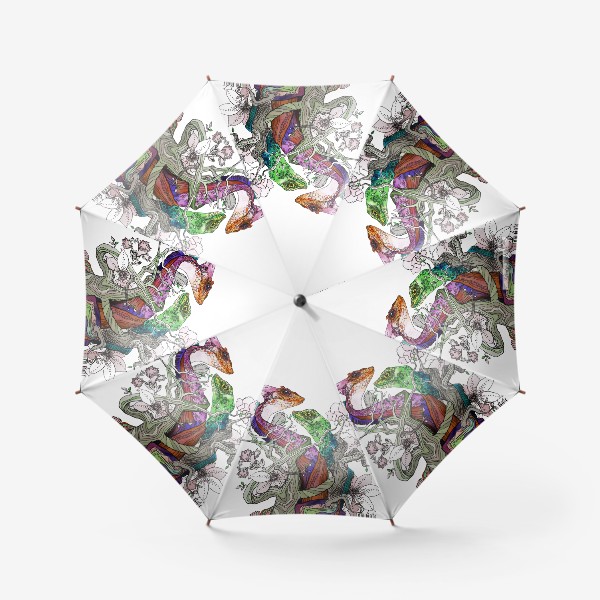 Зонт «Рептилии. Графика, акварель.»