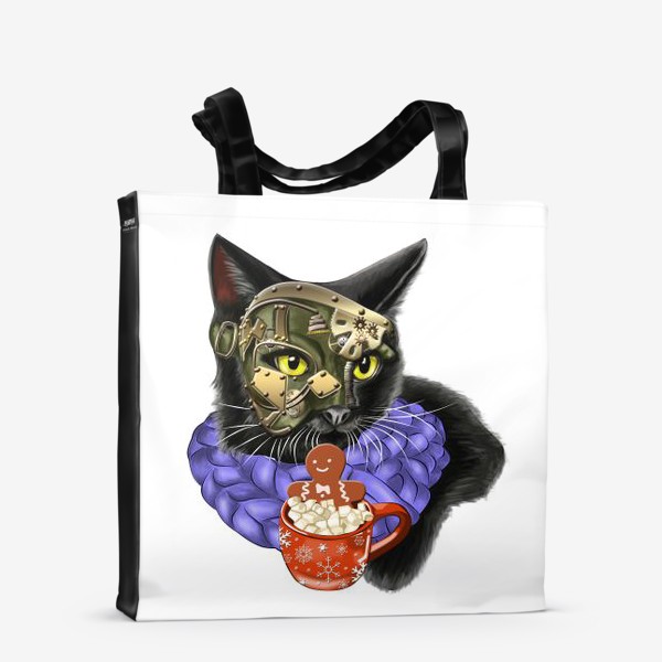 Сумка-шоппер «Кот стимпанк в шарфике»