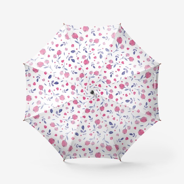 Зонт «Паттерн из розовых сердечек и цветов»
