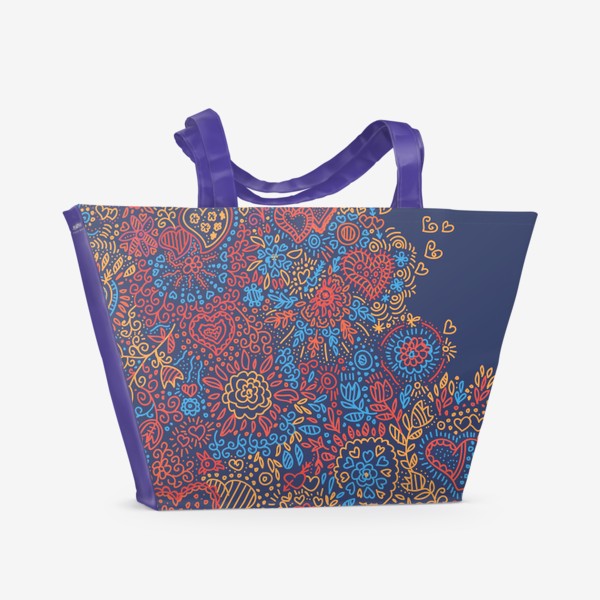 Пляжная сумка «красивое сердце из цветочного орнамента кружевное»