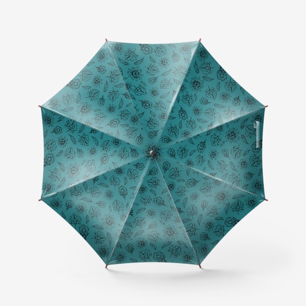 Зонт «Хохлома бирюза»