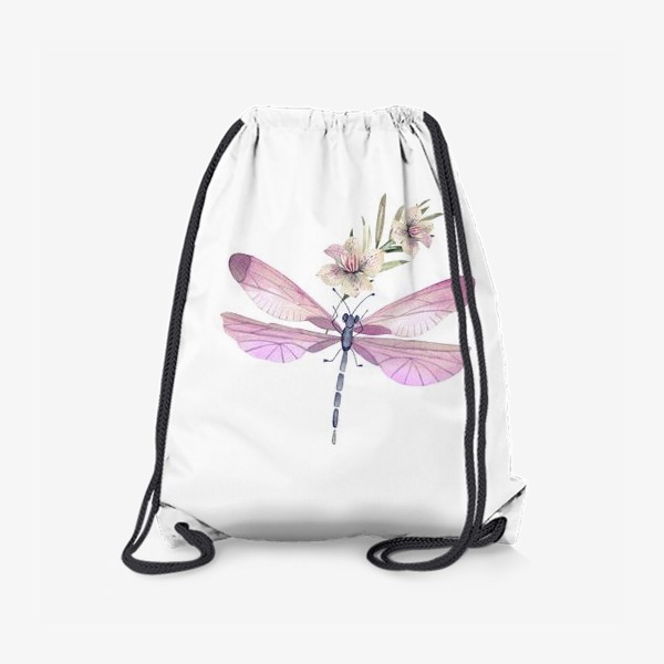 Рюкзак «розовая стрекоза с веточкой цветов »