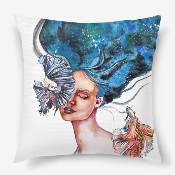 Подушка «Девушка рыбки ночное небо»