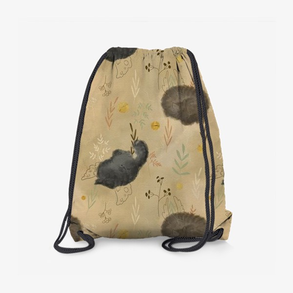 Рюкзак «Спящие котики. Растения. Паттерн с текстурой.»