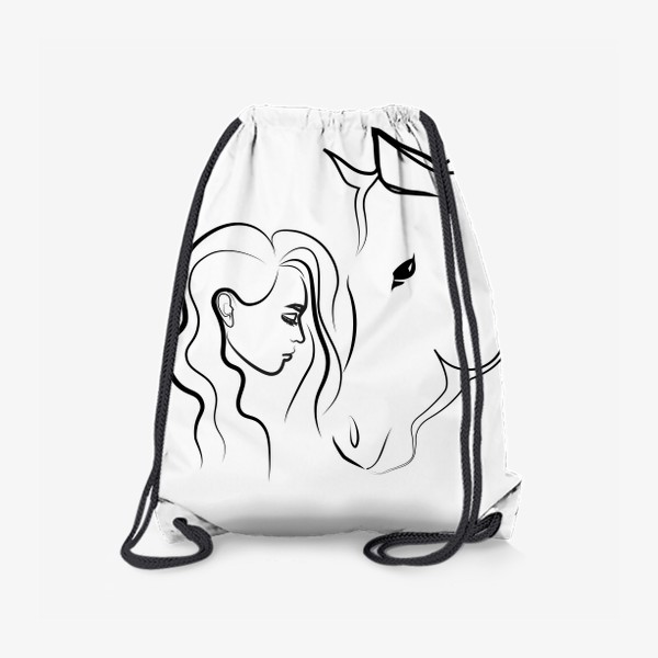 Рюкзак «Графичный рисунок. Девушка с лошадью»