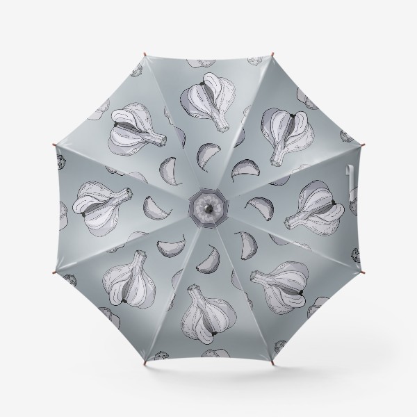 Зонт «Чесночный паттерн на серо-голубом»