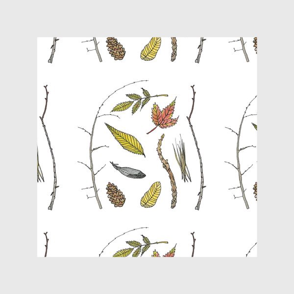 Скатерть «Осенние дары Веточки, шишки, листья, перья, иголки»