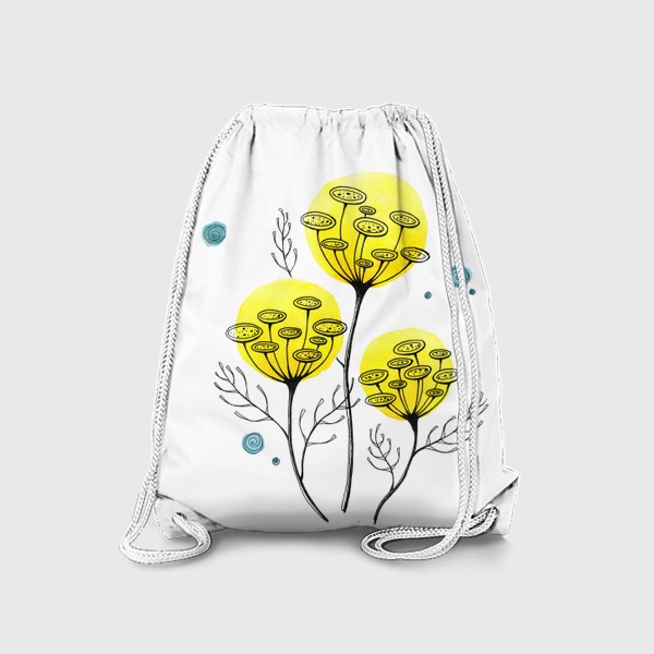 Рюкзак «Пижма, жёлтые цветы на белом»