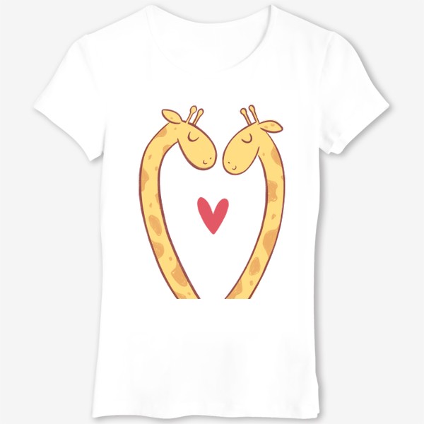 Футболка «Влюбленные жирафы с сердечком на прозрачном фоне (для цветных вещей)»