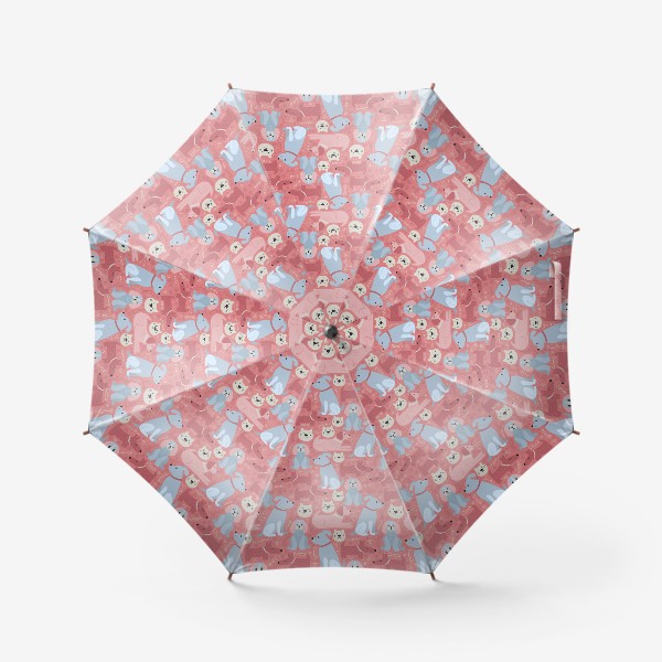 Зонт «Принт с котами и собаками - розово-голубой»