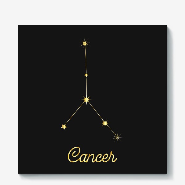 Холст «Созвездие Рак, золотые звезды на темном небе»