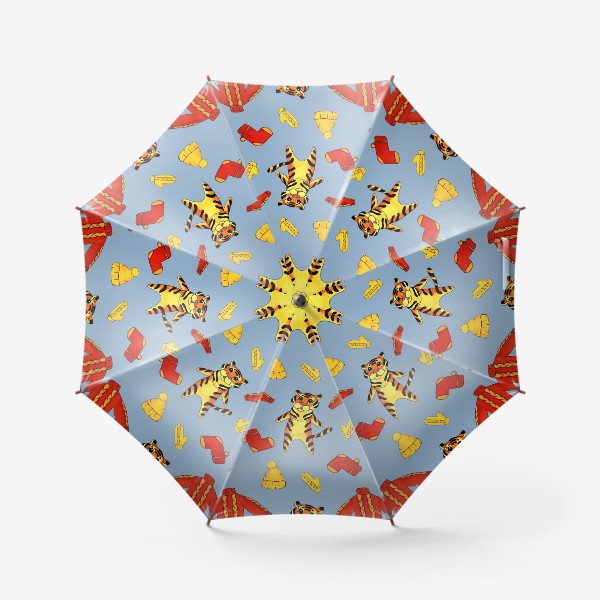 Зонт «Модный тигрёнок на голубом фоне»