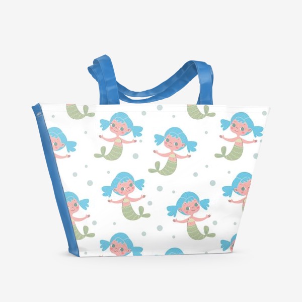 Пляжная сумка «Бесшовный паттерн с милыми русалочками»