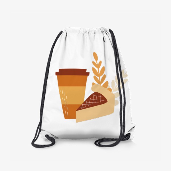 Рюкзак «Пирог и кофе. Осенний принт. Черничный пирог и кофе с собой»