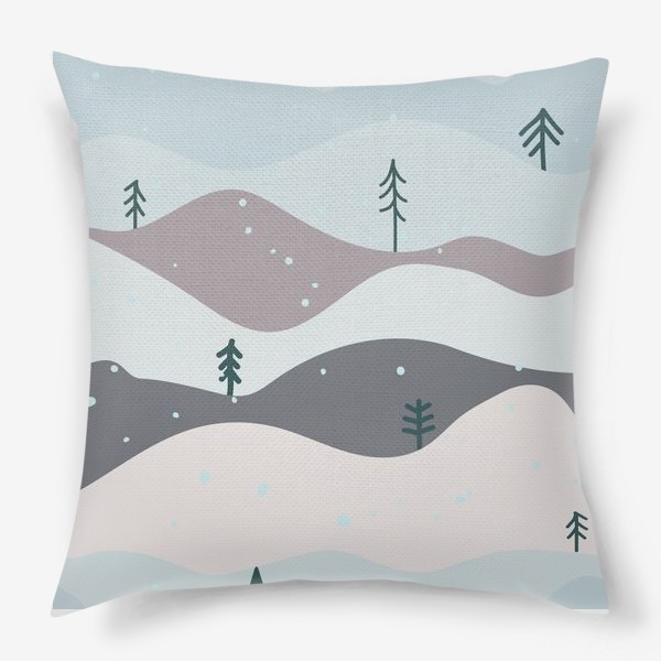 Подушка «зимние ёлки пейзаж»