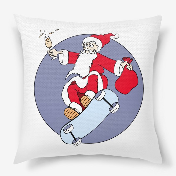 Подушка «Веселый дед мороз, новогодний принт»