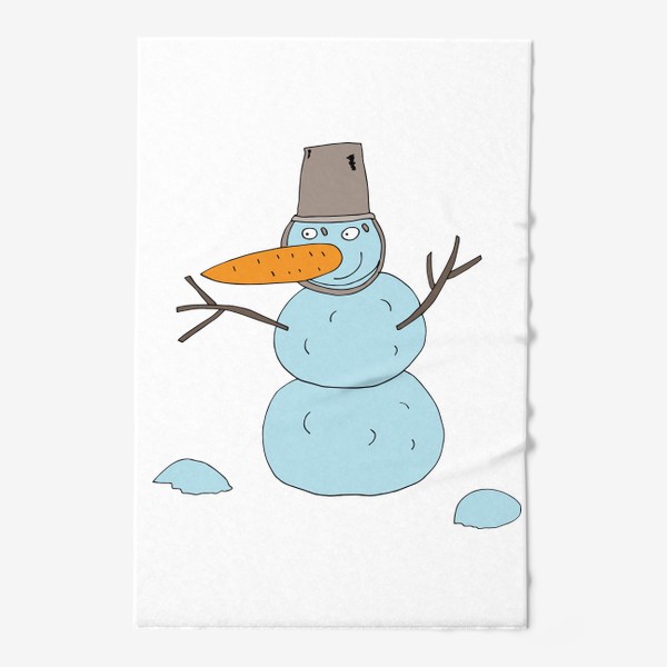 Полотенце «Снеговик с ведром на голове»