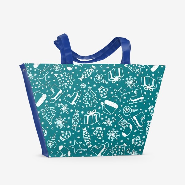 Пляжная сумка «Blue Christmas Pattern»