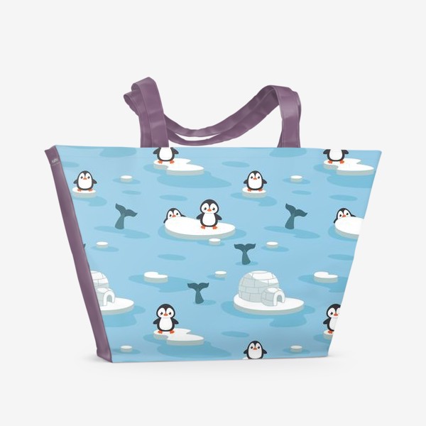 Пляжная сумка «Пингвины на льду»