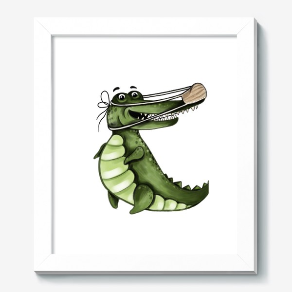 Картина «Зелёный добрый крокодил в медицинской маске», купить в  интернет-магазине в Москве, автор: Дария Гуленко, цена: 4550 рублей,  75060.138341.1427108.5211815