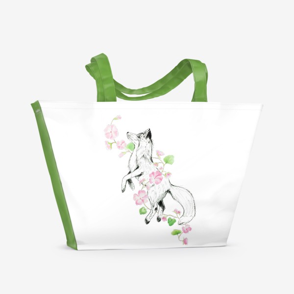 Пляжная сумка «Лиса и цветы»