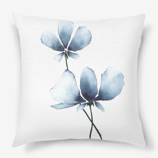 Подушка «Голубые цветы, акварель»