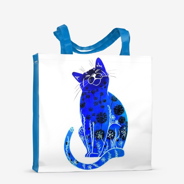 Сумка-шоппер &laquo;Синий кот (белый фон)&raquo;