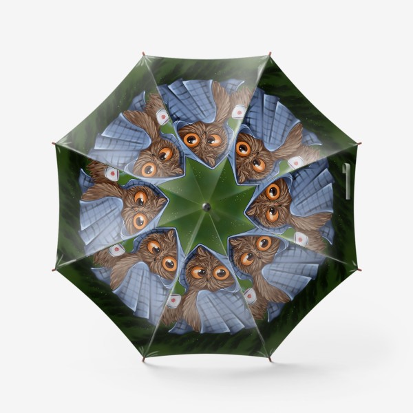 Зонт «Сова с кружкой под пледом»