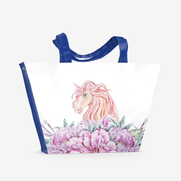 Пляжная сумка «Цветочная композиция с единорогом. Принт для детской футболки. Подарок девушке»