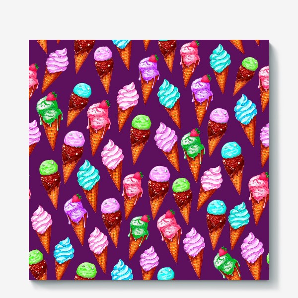 Холст «Мороженое на фиолетовом фоне»
