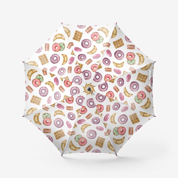 Зонт «Пончики, акварельная иллюстрация. Принт для скатерти, детской футболки»