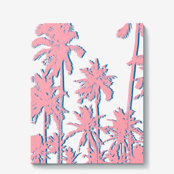 Холст «Розово-голубые пальмы»