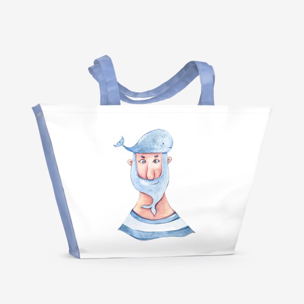 Пляжная сумка «Забавный моряк. Акварельная морская иллюстрация. Принт для пляжной сумки, детской футболки»