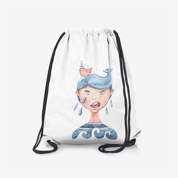 Рюкзак «Забавная детская акварельная морская иллюстрация. Моряк. Принт для пляжной сумки»