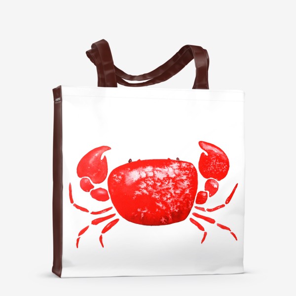 Сумка-шоппер «акварельный краб. веселый мультяшный морской крабик красного цвета»