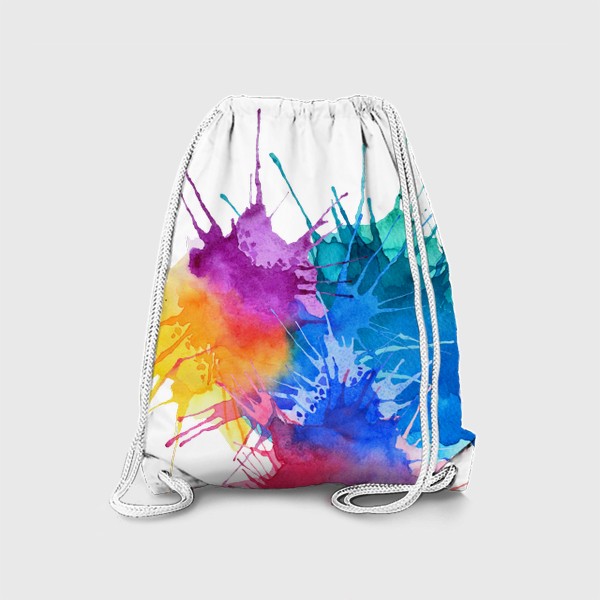 Рюкзак «Яркие абстрактные брызги краски, разноцветная акварель»