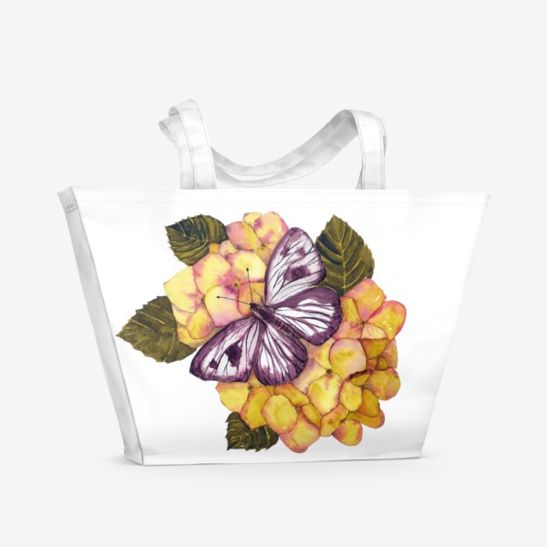 Пляжная сумка «Гортензия и бабочка»