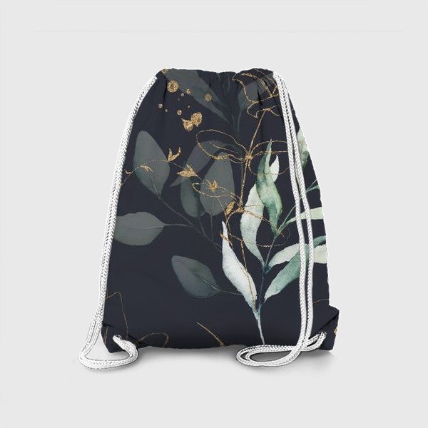 Рюкзак «Зеленые и золотые веточки с цветами»