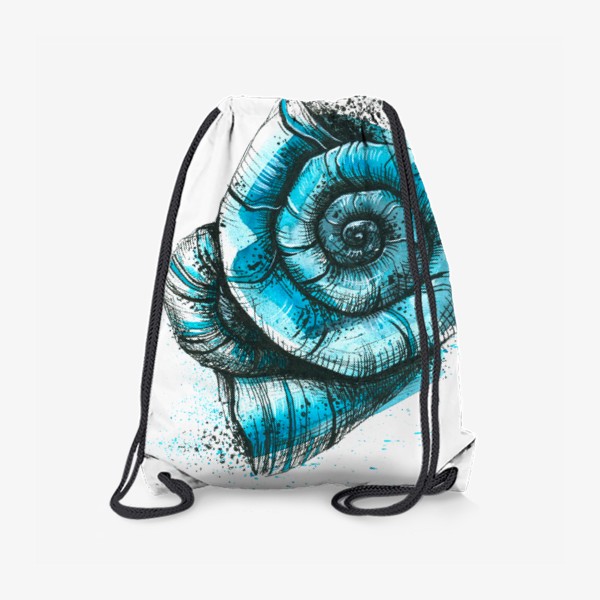 Рюкзак «Морская ракушка, абстракция, акварель, графика.»