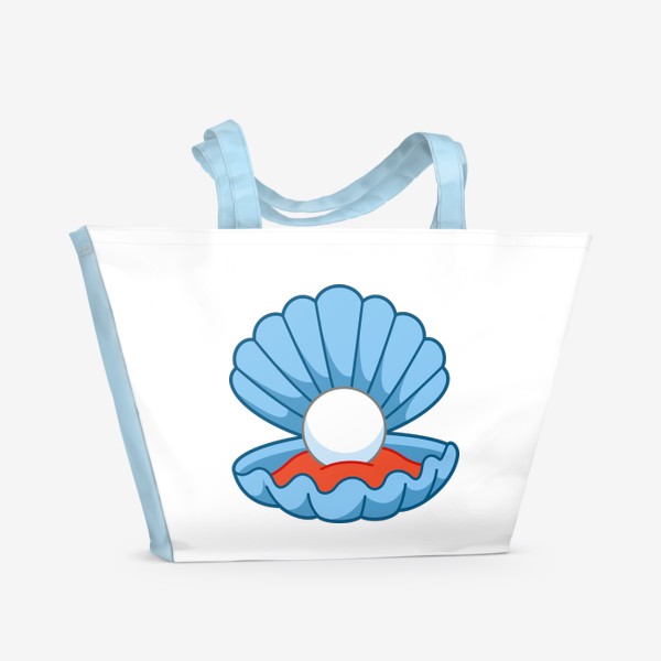 Пляжная сумка «Голубая ракушка с жемчужиной»