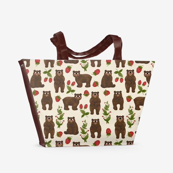 Пляжная сумка «Медведи и малина. Мишки в лесу. Медвежонок и медвежата»