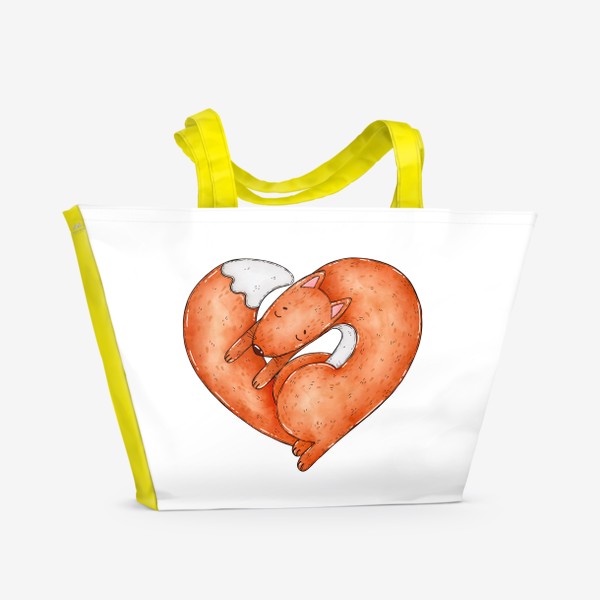 Пляжная сумка «Спящий лис в форме сердца»