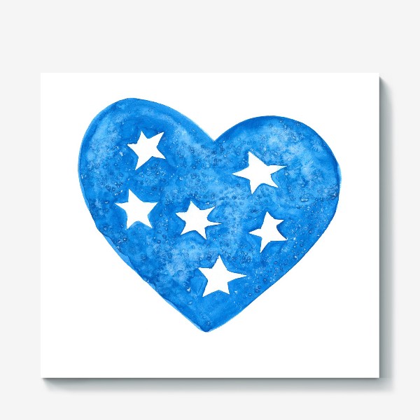 Холст «Голубое сердце в звездах»