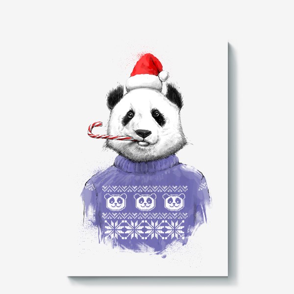 Холст « Новогодняя панда»