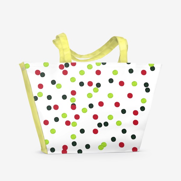 Пляжная сумка «Новогодний абстрактный паттерн Красный и зеленый горошек Конфетти»