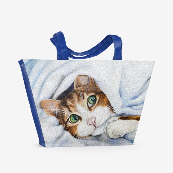 Пляжная сумка «Кот под одеялом»