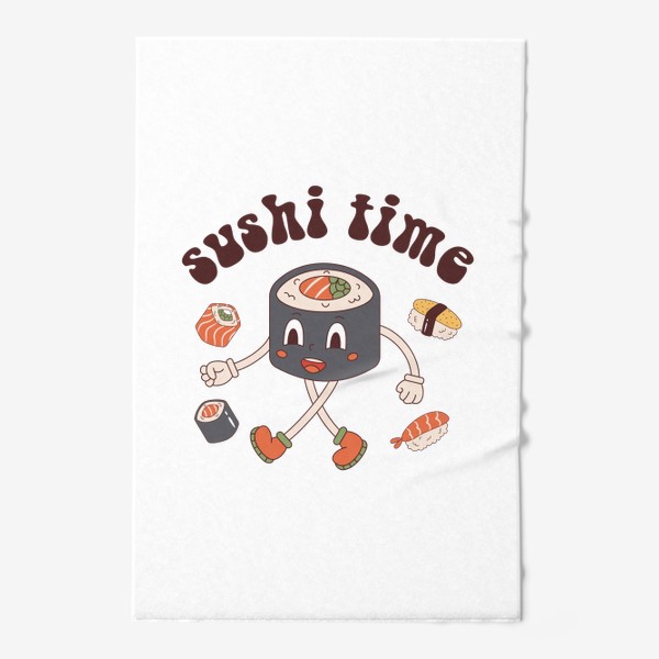 Полотенце «время суши | sushi time | суши в ретро стиле»