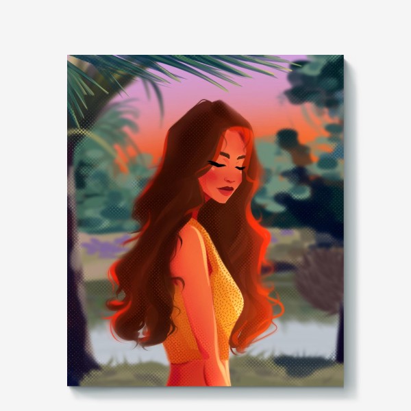 Холст «Мультяшная девушка с рыжими волосами»