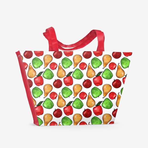 Пляжная сумка «Паттерн разноцветные яркие сочные яблоки»